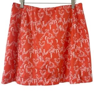 NIKE Golf FitDry Skirt Skort Size M Golfer Print Orange Coral White Stretch